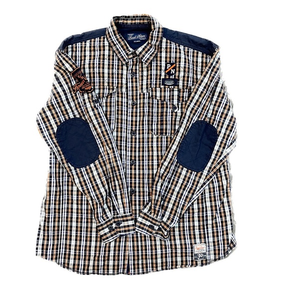 Parish Nation Plaid Roll Tab Long Forever Strong Sleeve Shirt Size 2X - Picture 4 of 11